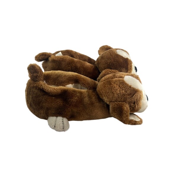 RARE 80s Sad Sam Slippers Novelty Mens Dog Brown Funny Fluffy Padded Size M 7-9 - Picture 6 of 10